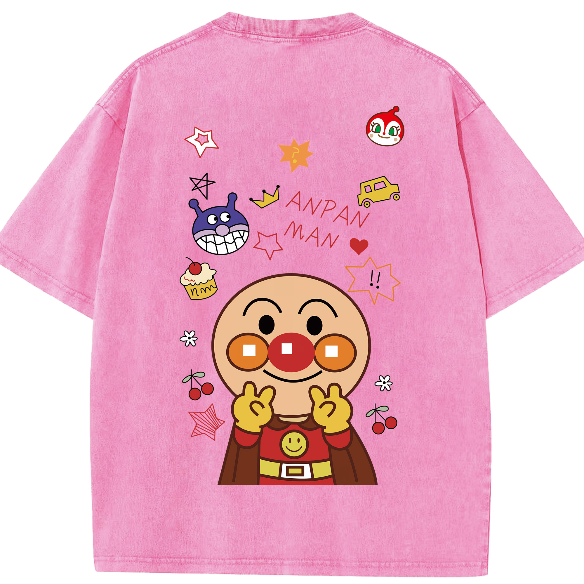 （画像用） アンパンマン Anpanman 綿100% ヴィンテージ風 半袖Tシャツ（背面プリント）